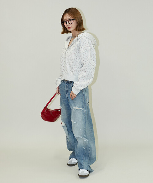 PUBLUX（パブリュクス）の「PUBLUX/パブリュクス 小花柄 クロップド フーディー　限定展開（パーカー・レディース・ネイビー/ブラック/グレー・ﾌﾘ-）」の11枚目の写真