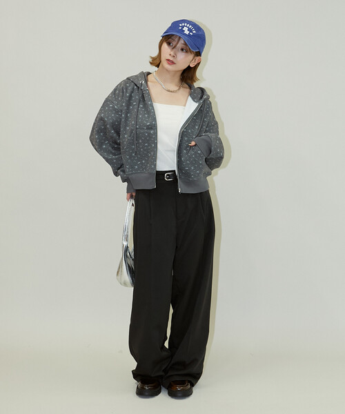 PUBLUX（パブリュクス）の「PUBLUX/パブリュクス 小花柄 クロップド フーディー　限定展開（パーカー・レディース・ネイビー/ブラック/グレー・ﾌﾘ-）」の15枚目の写真