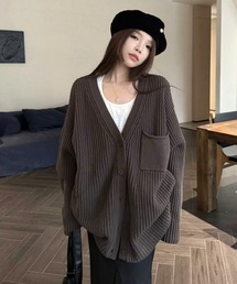 CANVAS+（キャンバスプラス）の「【CANVAS＋】胸ポケット付きニットカーディガン（カーディガン/ボレロ）」