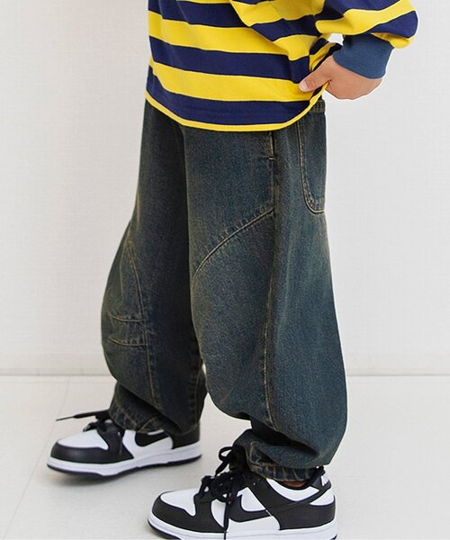 BREEZE（ブリーズ）の「【ジュニア対応】バレルレッグデニムパンツ（デニムパンツ・キッズ・サックスブルー/ブラウン/ネイビー・150/130/140/100/120/90/110）」の2枚目の写真