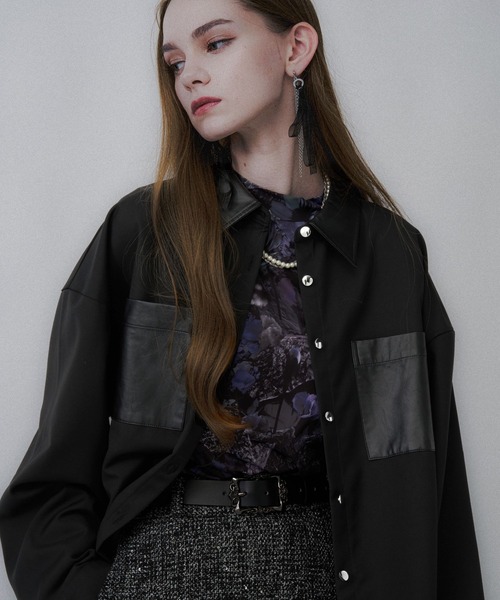 セール】フェイクレザーキリカエミドルシャツ(HARE)（シャツ/ブラウス