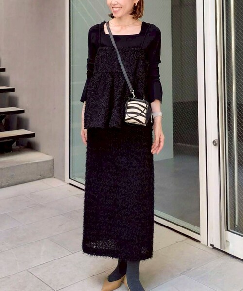 NOLLEY’S Sophi（ノーリーズソフィ）の「《セットアップ対応》ウォッシャブルフェザーチュールタイトスカート（スカート・レディース・ベージュ/ブラック・34/36/38）」の7枚目の写真