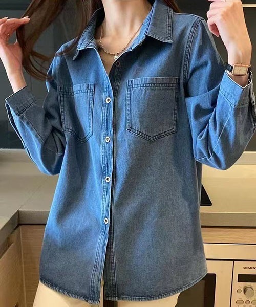 gossip!ロサンゼルス(ゴシップロサンゼルス)の「デニムシャツ(Tシャツ/カットソー・レディース・ブルー・M/L)」の7枚目の写真
