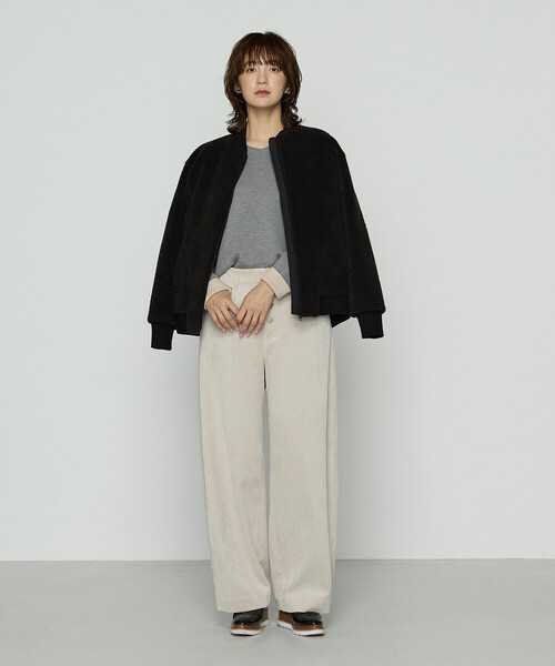 COMME CA Wardrobe（コムサワードローブ）の「WOOL BREND ボア ブルゾン（ブルゾン・レディース・ブラウン/ブラック・FREE）」の3枚目の写真