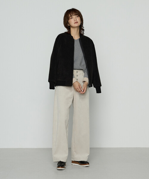 COMME CA Wardrobe（コムサワードローブ）の「WOOL BREND ボア ブルゾン（ブルゾン・レディース・ブラウン/ブラック・FREE）」の4枚目の写真