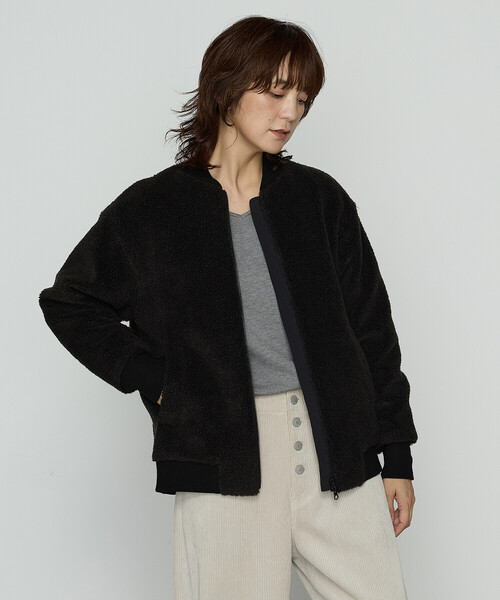 COMME CA Wardrobe（コムサワードローブ）の「WOOL BREND ボア ブルゾン（ブルゾン・レディース・ブラウン/ブラック・FREE）」の5枚目の写真