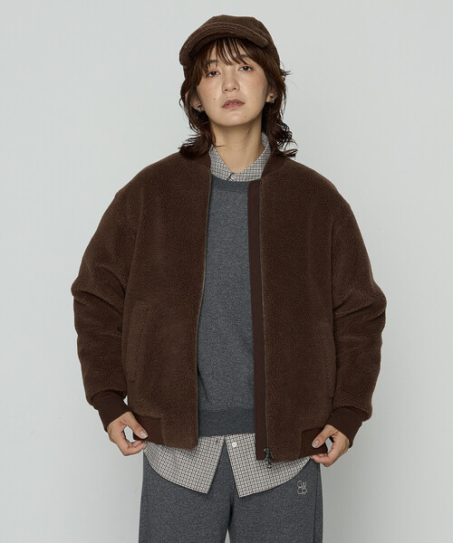 COMME CA Wardrobe（コムサワードローブ）の「WOOL BREND ボア ブルゾン（ブルゾン・レディース・ブラウン/ブラック・FREE）」の9枚目の写真
