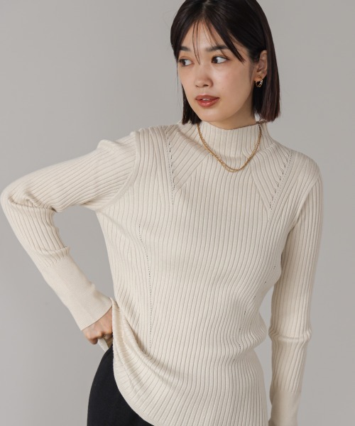 Bou Jeloud(ブージュルード)の「ヒートハイネックニットプルオーバー(ニット/セーター・レディース・A/ピンク/ブラック/オフホワイト/ブルー・FREE)」の2枚目の写真