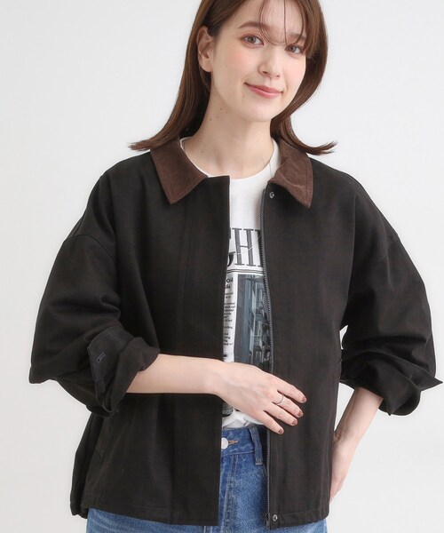 セール】配色衿 ヘリンボーンカバーオール（ブルゾン）｜Cutie Blonde