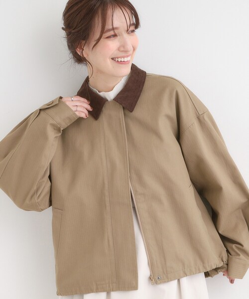 セール】配色衿 ヘリンボーンカバーオール（ブルゾン）｜Cutie Blonde