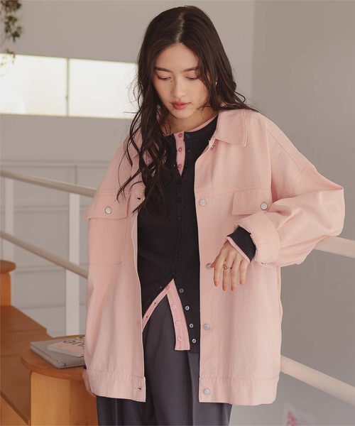 titivate(ティティベイト)の「【26SS新作/2026 SPRING COLLECTION】襟付ルーズデニムジャケット(デニムジャケット・レディース・アイボリー/ライトピンク/ブルー/インディゴブルー・M/L)」の4枚目の写真