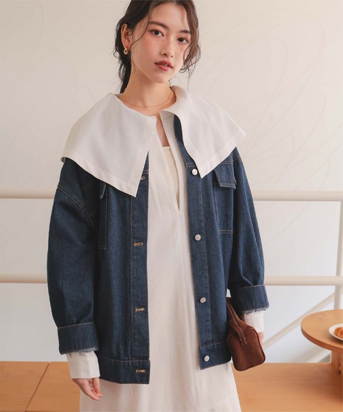 titivate(ティティベイト)の「【26SS新作/2026 SPRING COLLECTION】襟付ルーズデニムジャケット(デニムジャケット・レディース・アイボリー/ライトピンク/ブルー/インディゴブルー・M/L)」の20枚目の写真