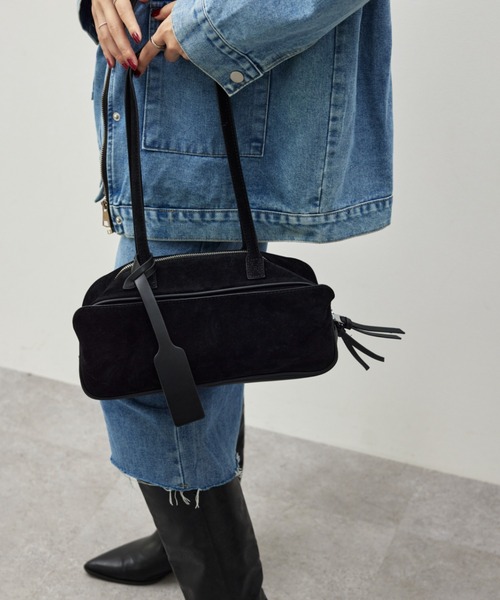 HANNE（アン）の「ランドスケイプスエードBAG（ショルダーバッグ・レディース・ブラック/ブラウン・FREE）」の9枚目の写真