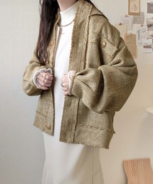 classicalelf（クラシカルエルフ）の「《daaco×クラシカルエルフコラボ》羽織るだけで華やかな存在感♪ポケットデザインコクーンツイードオーバーサイズジャケット（ノーカラージャケット）」