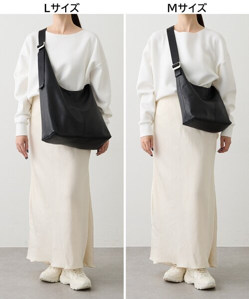 russet（ラシット）の「レザーホーボーバッグ L（ショルダーバッグ・レディース・ブラック/グレイッシュベージュ・FREE）」の9枚目の写真