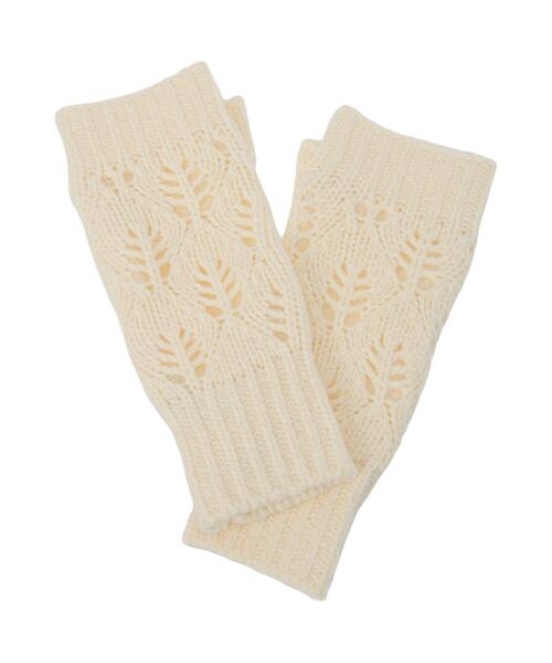 Samansa Mos2（サマンサ モスモス）の「葉っぱ柄透かし編みアームウォーマー（手袋・レディース・キナリ/モカ・F）」の2枚目の写真