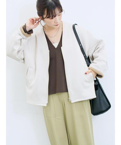 Samansa Mos2 blue（サマンサモスモスブルー）の「【マシンウォッシャブル】マルチスタイルボンディングブルゾン（ブルゾン・レディース・ライトベージュ/チャコールグレー/グレー/ベージュ・L/M）」の4枚目の写真