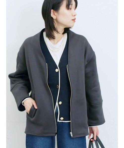 Samansa Mos2 blue（サマンサモスモスブルー）の「【マシンウォッシャブル】マルチスタイルボンディングブルゾン（ブルゾン・レディース・ライトベージュ/チャコールグレー/グレー/ベージュ・L/M）」の2枚目の写真