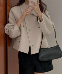 Diosfront（ディオスフロント）の「ダブルボタンメルトンショートコート（ステンカラーコート）」