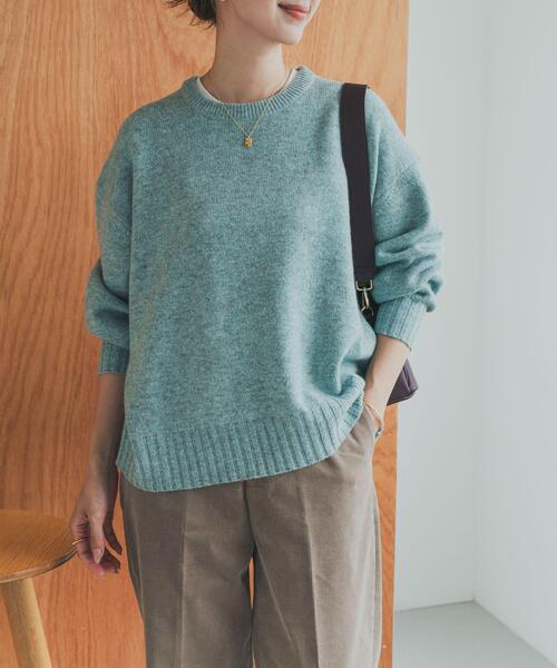 URBAN RESEARCH DOORS（アーバンリサーチドアーズ）の「ハミルトンウールクルーワイドプルオーバー（ニット/セーター・レディース・オレンジ/ミント/チャコールグレー・MEDIUM）」の8枚目の写真