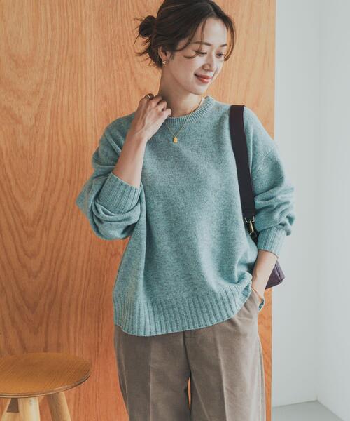 URBAN RESEARCH DOORS（アーバンリサーチドアーズ）の「ハミルトンウールクルーワイドプルオーバー（ニット/セーター・レディース・オレンジ/ミント/チャコールグレー・MEDIUM）」の10枚目の写真