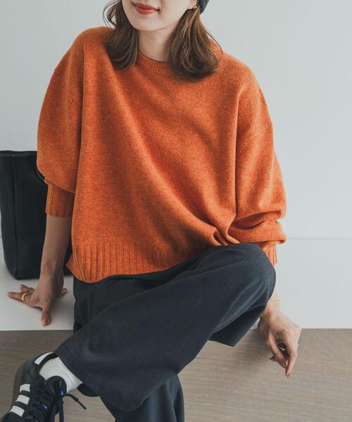 URBAN RESEARCH DOORS（アーバンリサーチドアーズ）の「ハミルトンウールクルーワイドプルオーバー（ニット/セーター・レディース・オレンジ/ミント/チャコールグレー・MEDIUM）」の22枚目の写真