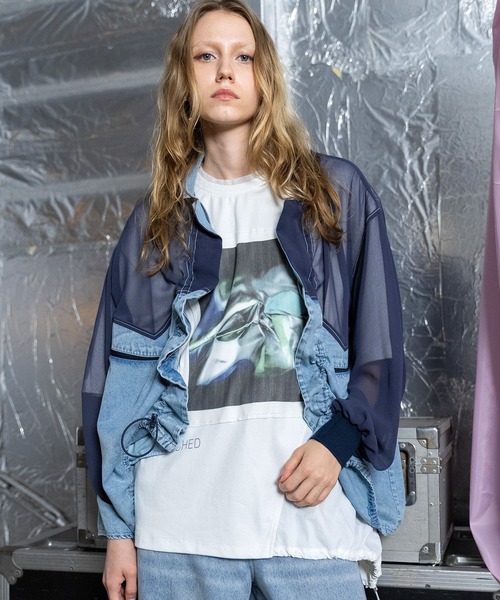 AULA AILA（アウラアイラ）の「アローポケットデニムブルゾン（ブルゾン・レディース・オフホワイト/ブルー/ブラック・0）」の4枚目の写真