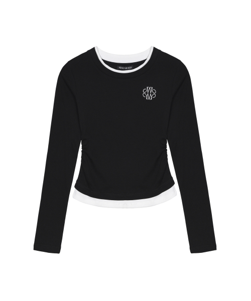 NICK&NICOLE（ニックアンドニコール）の「SHIRRING DOUBLE LAYERED TOP_BLACK（Tシャツ/カットソー・レディース・その他・LARGE/MEDIUM）」の4枚目の写真