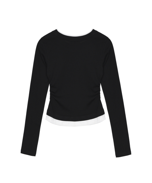 NICK&NICOLE（ニックアンドニコール）の「SHIRRING DOUBLE LAYERED TOP_BLACK（Tシャツ/カットソー・レディース・その他・LARGE/MEDIUM）」の5枚目の写真