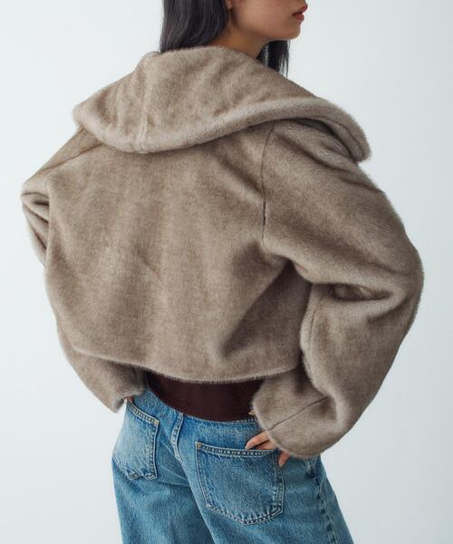 CODE A(コードエー)の「faux mink short jacket(ブルゾン・レディース・ダークブラウン/オフホワイト/グレー・00)」の8枚目の写真