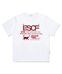 レッドキティクルコレクションプリントオーバーサイズ半袖Tシャツホワイト