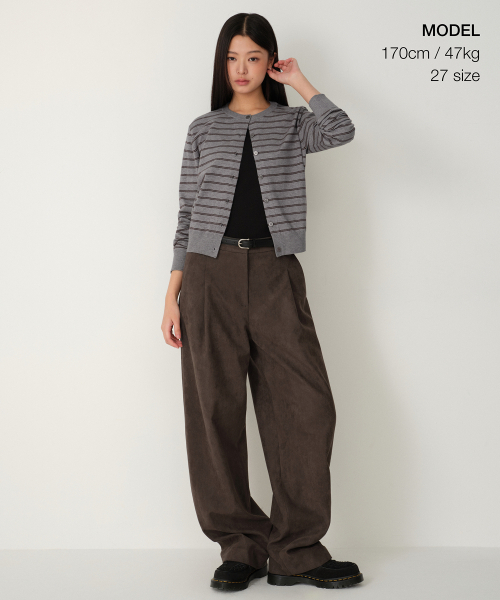 MUSINSA STANDARD WOMAN（ムシンサスタンダードウーマン）の「ウィメンズ シンセティックスエード ディープタック ワイドパンツ [ブラウン]（スウェットパンツ・レディース・その他・30/25/26/27/28/29）」の2枚目の写真