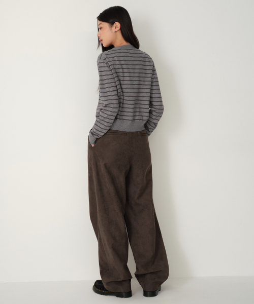 MUSINSA STANDARD WOMAN（ムシンサスタンダードウーマン）の「ウィメンズ シンセティックスエード ディープタック ワイドパンツ [ブラウン]（スウェットパンツ・レディース・その他・30/25/26/27/28/29）」の3枚目の写真