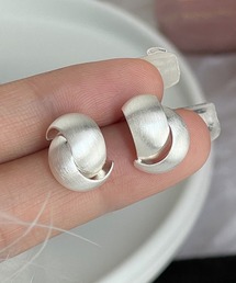 YU-KA:マットシルバー ボリュームボールスタッドピアス matte silver volume ball stud pierce