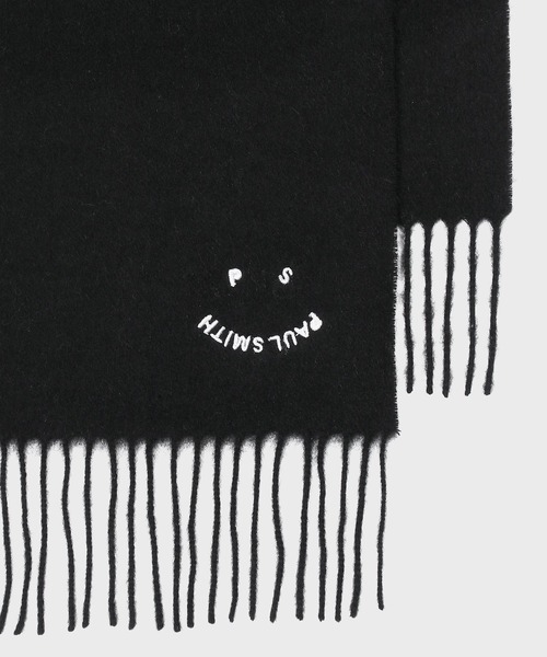 Paul Smith（ポールスミス）の「"Happy" エンブロイダリー ウールマフラー【250433 EC】（マフラー・メンズ・グレー/ブラック・FREE）」の3枚目の写真