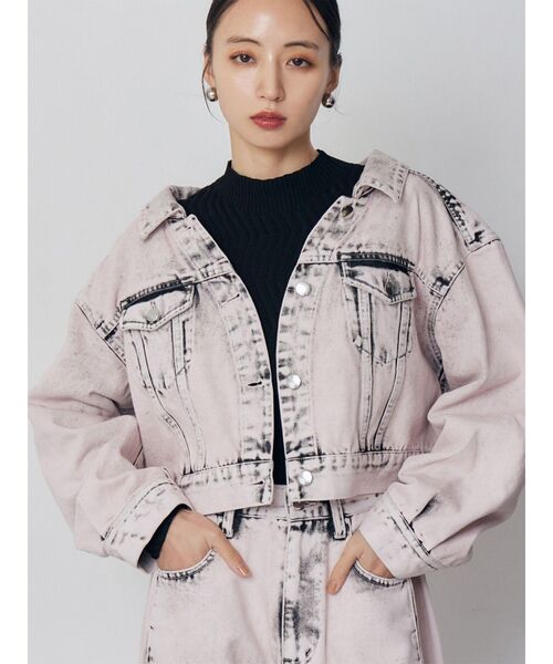 MURUA（ムルーア）の「【セットアップ対応】2wayデニムジャケット（デニムジャケット・レディース・ミント/ピンク/アイボリー/ブラック・FREE）」の4枚目の写真