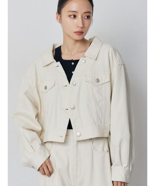 MURUA（ムルーア）の「【セットアップ対応】2wayデニムジャケット（デニムジャケット・レディース・ミント/ピンク/アイボリー/ブラック・FREE）」の2枚目の写真