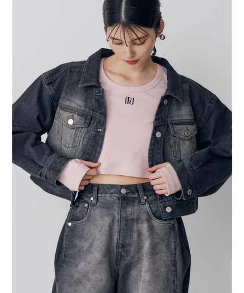 MURUA（ムルーア）の「【セットアップ対応】2wayデニムジャケット（デニムジャケット・レディース・ミント/ピンク/アイボリー/ブラック・FREE）」の3枚目の写真