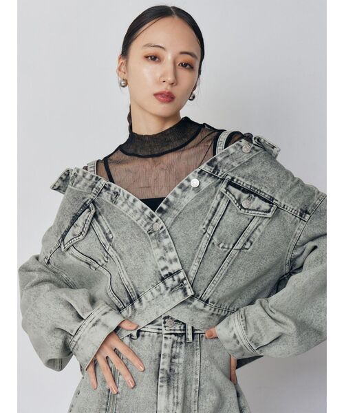 MURUA（ムルーア）の「【セットアップ対応】2wayデニムジャケット（デニムジャケット・レディース・ミント/ピンク/アイボリー/ブラック・FREE）」の5枚目の写真