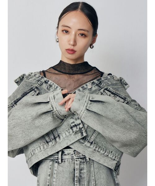 MURUA（ムルーア）の「【セットアップ対応】2wayデニムジャケット（デニムジャケット・レディース・ミント/ピンク/アイボリー/ブラック・FREE）」の6枚目の写真