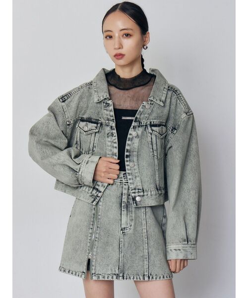 MURUA（ムルーア）の「【セットアップ対応】2wayデニムジャケット（デニムジャケット・レディース・ミント/ピンク/アイボリー/ブラック・FREE）」の7枚目の写真