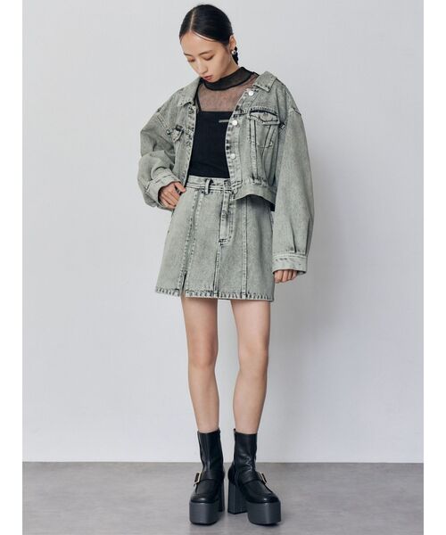 MURUA（ムルーア）の「【セットアップ対応】2wayデニムジャケット（デニムジャケット・レディース・ミント/ピンク/アイボリー/ブラック・FREE）」の10枚目の写真