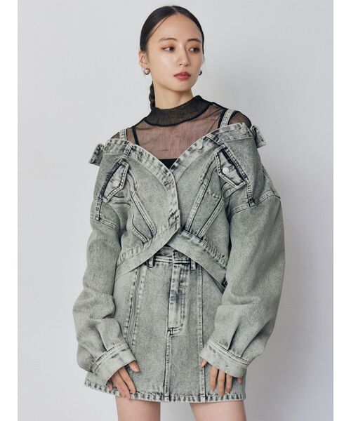 MURUA（ムルーア）の「【セットアップ対応】2wayデニムジャケット（デニムジャケット・レディース・ミント/ピンク/アイボリー/ブラック・FREE）」の13枚目の写真