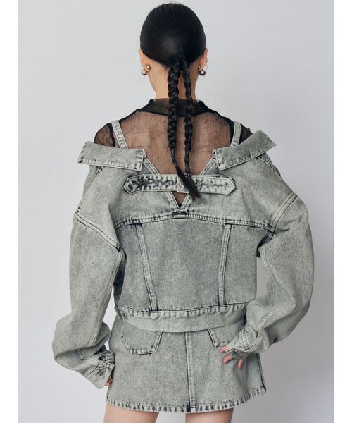 MURUA（ムルーア）の「【セットアップ対応】2wayデニムジャケット（デニムジャケット・レディース・ミント/ピンク/アイボリー/ブラック・FREE）」の15枚目の写真