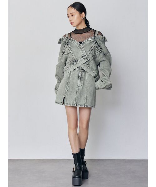 MURUA（ムルーア）の「【セットアップ対応】2wayデニムジャケット（デニムジャケット・レディース・ミント/ピンク/アイボリー/ブラック・FREE）」の16枚目の写真