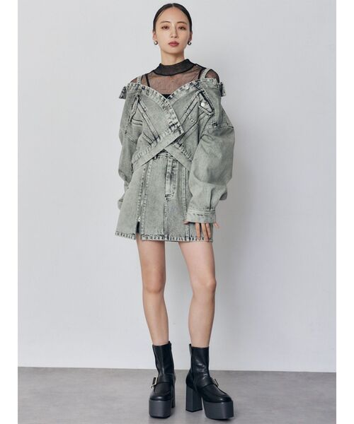 MURUA（ムルーア）の「【セットアップ対応】2wayデニムジャケット（デニムジャケット・レディース・ミント/ピンク/アイボリー/ブラック・FREE）」の17枚目の写真