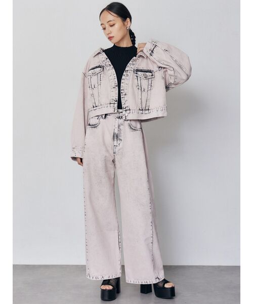 MURUA（ムルーア）の「【セットアップ対応】2wayデニムジャケット（デニムジャケット・レディース・ミント/ピンク/アイボリー/ブラック・FREE）」の21枚目の写真