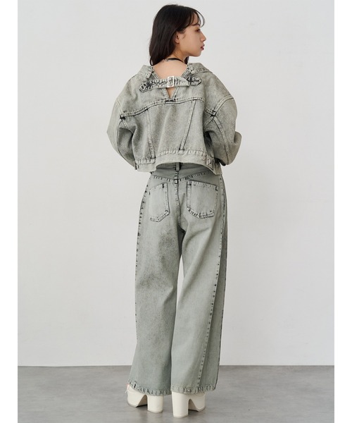 MURUA（ムルーア）の「【セットアップ対応】2wayデニムジャケット（デニムジャケット・レディース・ミント/ピンク/アイボリー/ブラック・FREE）」の6枚目の写真