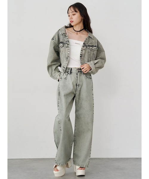 MURUA（ムルーア）の「【セットアップ対応】2wayデニムジャケット（デニムジャケット・レディース・ミント/ピンク/アイボリー/ブラック・FREE）」の5枚目の写真