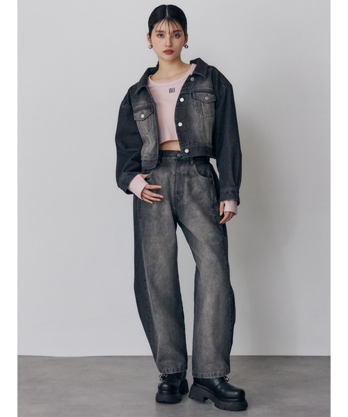 MURUA（ムルーア）の「【セットアップ対応】2wayデニムジャケット（デニムジャケット・レディース・ミント/ピンク/アイボリー/ブラック・FREE）」の10枚目の写真